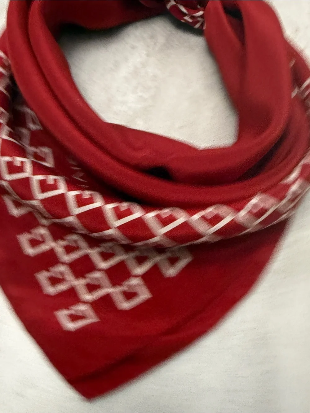 Givenchy Red and White Logo-Block Silk Scarf